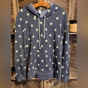 Alternative Star Patterned Blue/Gray Hoodie